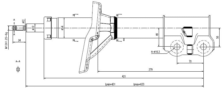 I-Front Right Gas Shock Absorber Mahindra XUV500 2011 kuya phambili (9265685)
