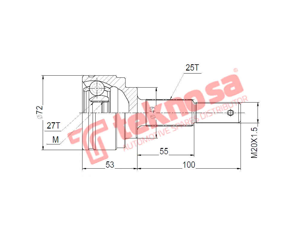 Outer CV joint 25x27x49mm M for Renault Triber 1.0 B4D manual and automatic 2019 to present