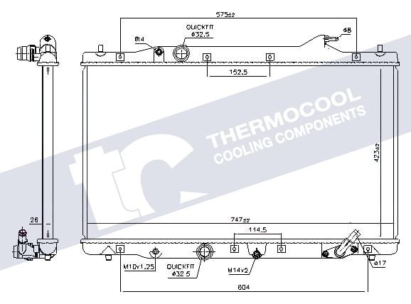 Radiator for Honda CR-V 2.2 Diesel N22A (2006–2011) – Aluminium Core 747x423x26mm with Plastic Side Tanks
