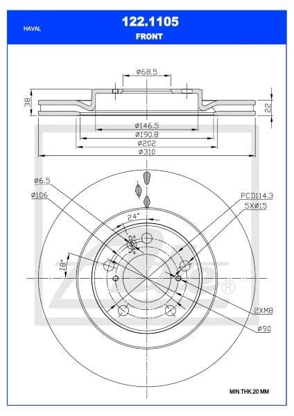 Remskyf Voor Haval Jolion Suv 1.5T (Gw4G15K/Gw4B15D) Enkel (Ate 122-1105)