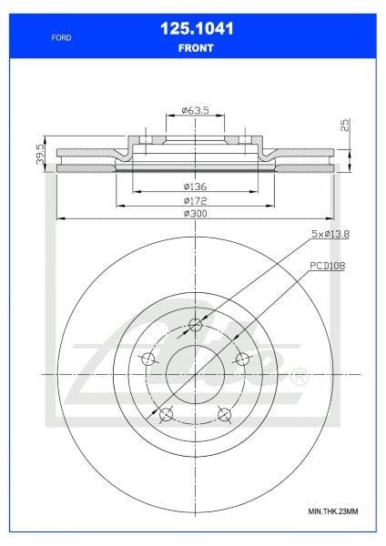 I-Brake Disc Front Ford Ecosport 1.0 Ecoboost,1.5Tdci Single (Ate 125-1041)