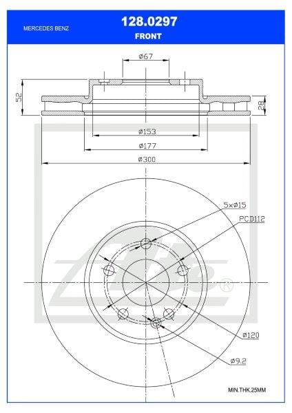 Remskyf Voor Mercedes Vito, Marco Polo 180Cdi Enkel (Ate 128-0297)