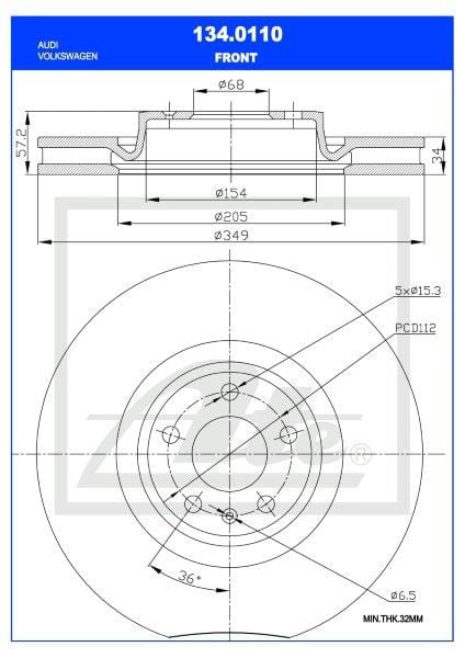 Remskyf Voor Audi A4/A5/Q5/Q7 35,40Tfsi Enkel (Ate 134-0110)
