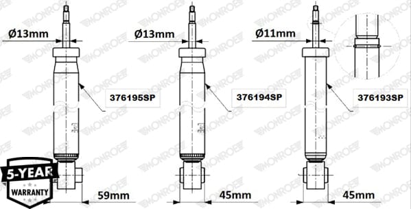Shock Rear Audi A3/S3 Vw Golf 7 2012-2016> (MONROE)(376193SP)