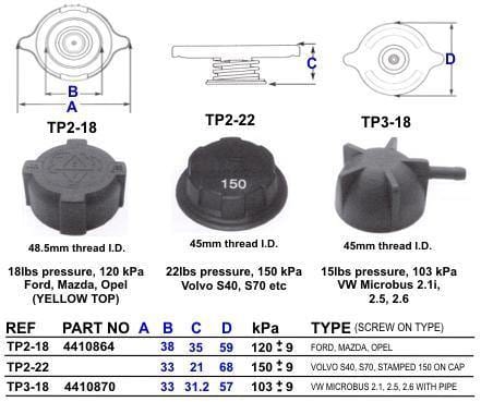 (Tp3-18) Pressure Cap(5630-007) Vw 2.1I (Echlin) - Modern Auto Parts