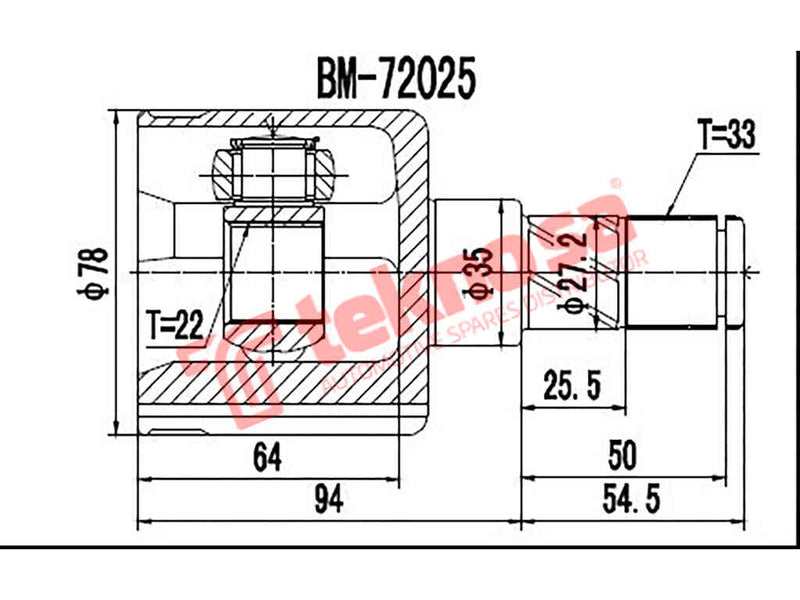 Inner Cv Joint Mini Cooper 1.6 W10B16A 2001-2006 Bm4006