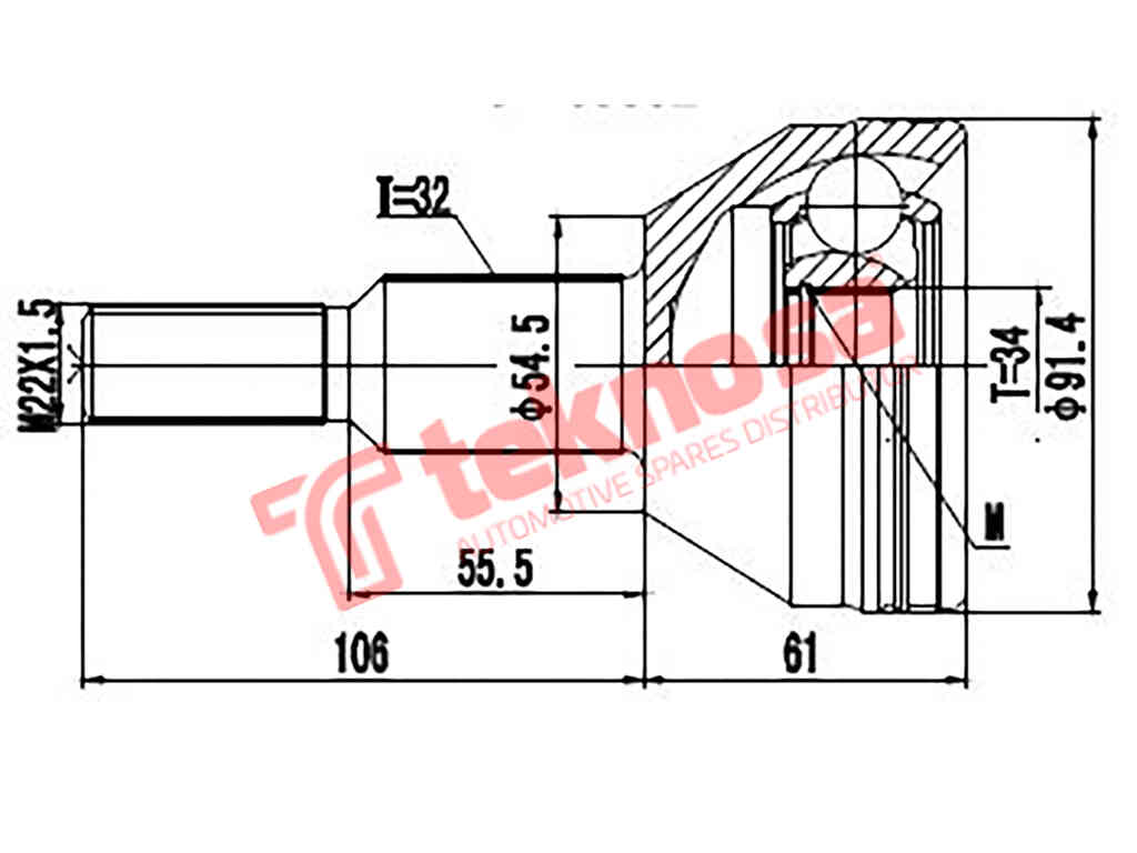 Outer Cv Joint Chrysler Grand Voyager 2007-S 2.8 Crdi Ens Ch3001