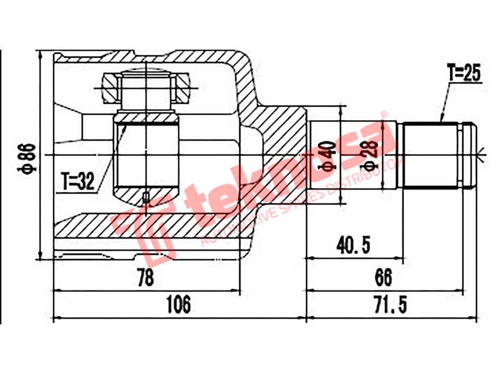 Inner Cv Joint Chryler Grand Voyager 1995-2001 3.3I 2.5Td 3.8 Ch4