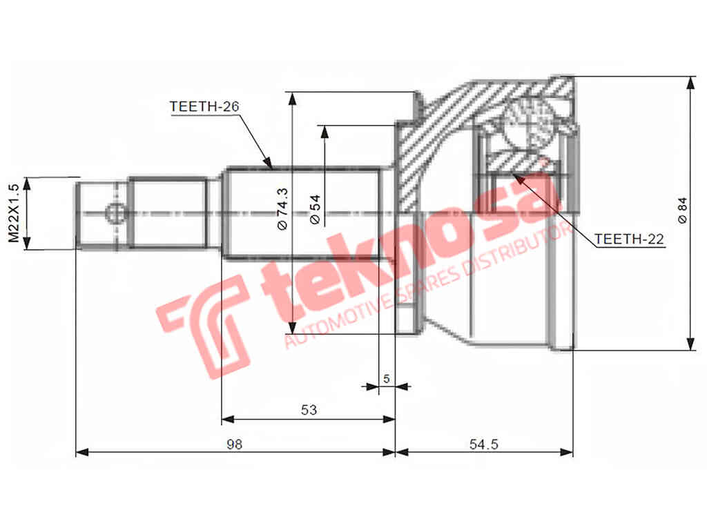 Outer Cv Joint Chrysler Neon 1999-2005 1.6 Ejd Manual 5 Speed Ch5