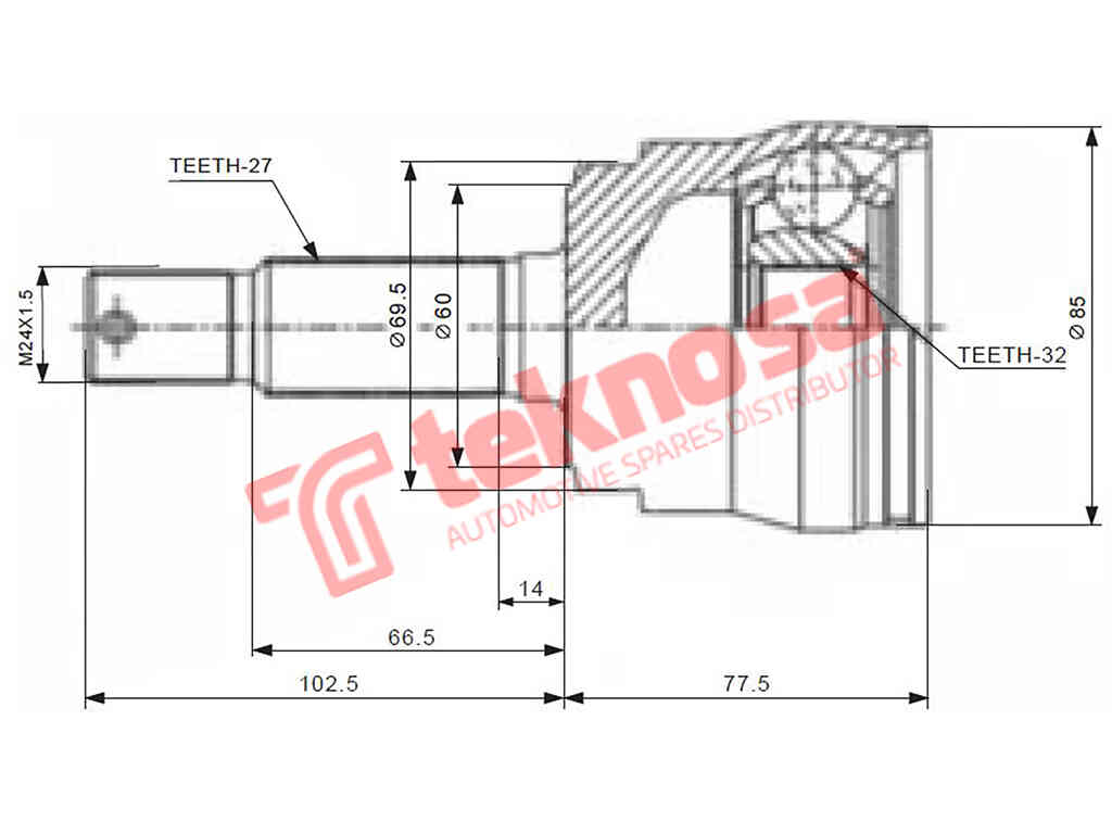 Outer Cv Joint Jeep Cherokee 1985-2001 2.5 Tdi Grand Cherokee 199