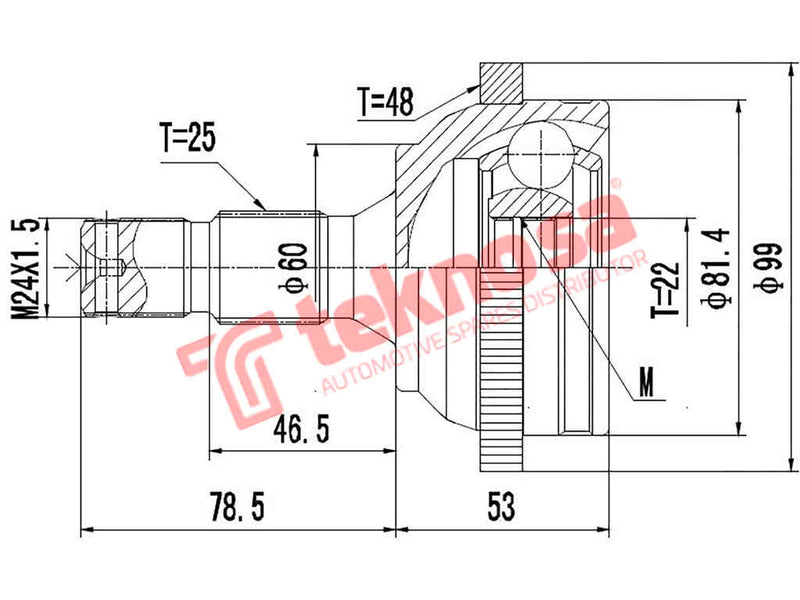Ct5743A Outer Cv Joint Peugeot 206 1.6Xt 206Cc 1.6 2001- Puegeot