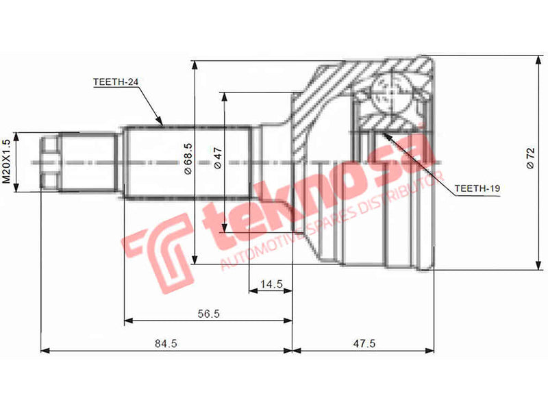 Da5711 Outer Cv Joint Daihatsu Charade Cx, Gran Move, Move 1997-2