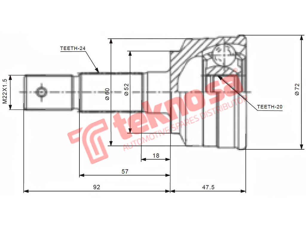 Outer Cv Joint Daihatsu Terios 1.3 4X4 1997- Charade Mk2 Mk3 1.0