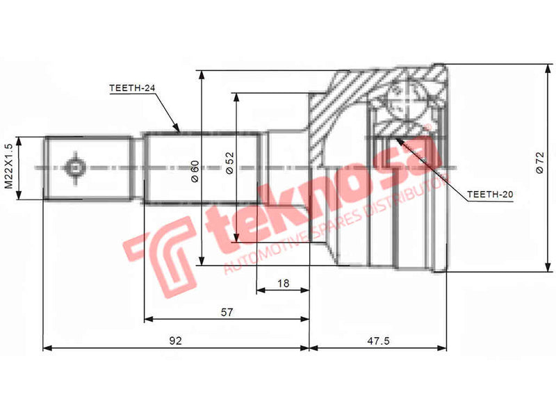 Outer Cv Joint Daihatsu Terios 1.3 4X4 1997- Charade Mk2 Mk3 1.0