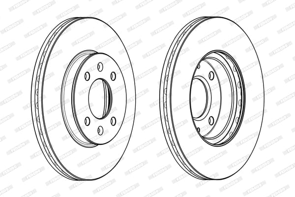 Brake Disc (Pair) Front Vented Hyundai Accent/Kia Rio (Set) Ferodo