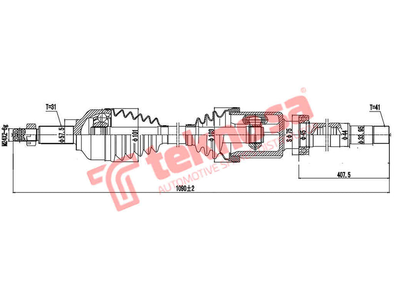Complete Driveshaft Front Right Ford Torneo, Transit 2012- (DFO401)