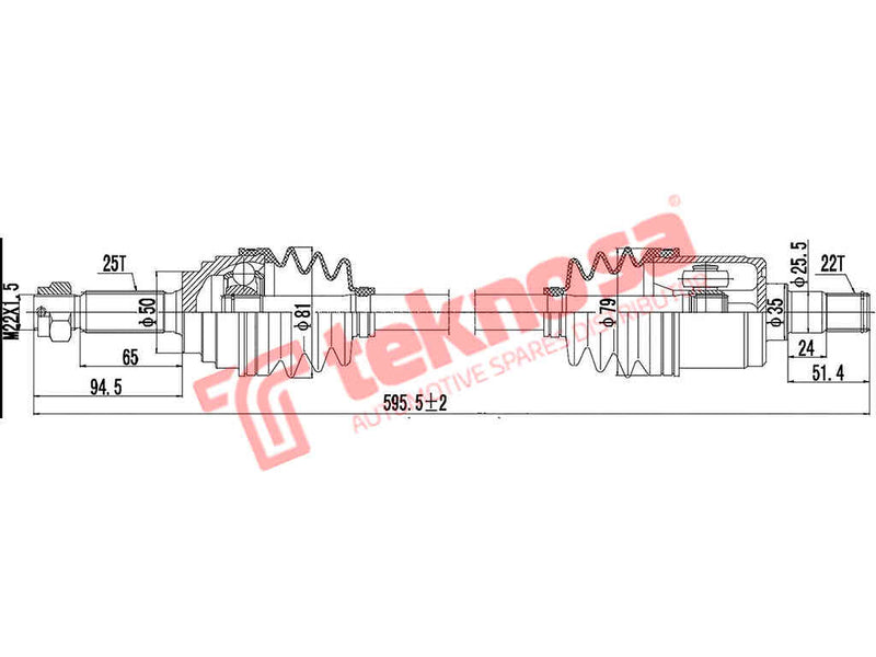 Dhy200 Complete Drive Shaft Lh Hyundai Atos 1.0I G4Hc 1999-2004