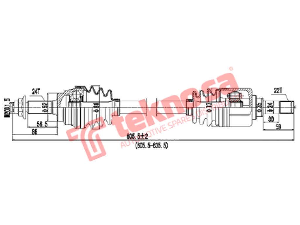 Dki100 Complete Drive Shaft Lh Kia Picanto 1.1 G4Hg 2004-2011 Kia