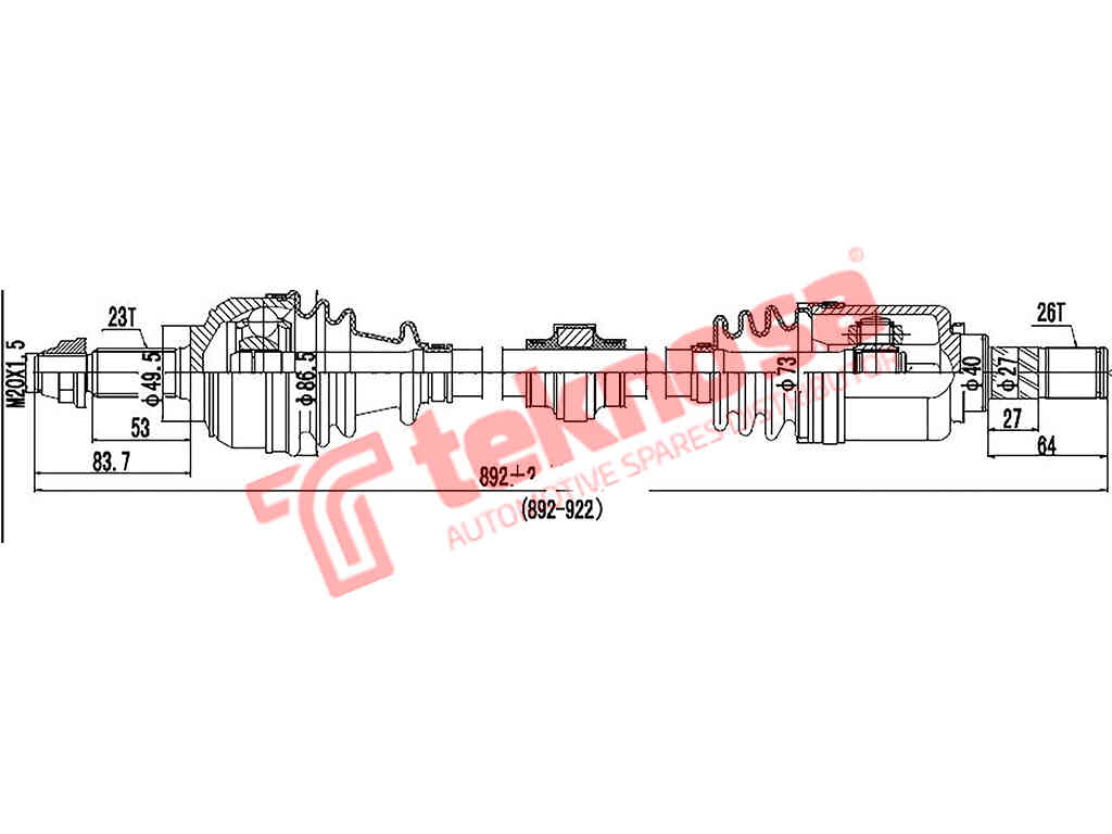 Np200 Solid Shaft R/H Nissan Np200 1,6 K4M K7M Nissan Micra Mk3 1