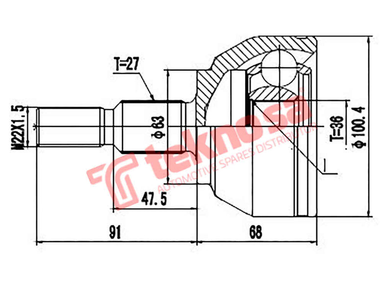 Outer Cv Joint Ford Kuga 2012- 2.0Tdci Fd3021