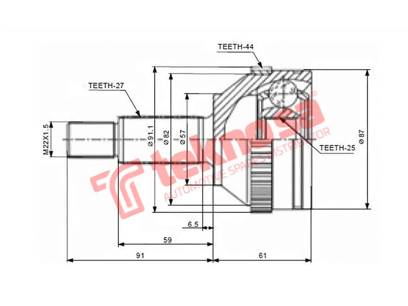 Outer Cv Joint Ford Mondeo 1.8Tdi 2.0Clx 2.5St 1998- Fd5715A