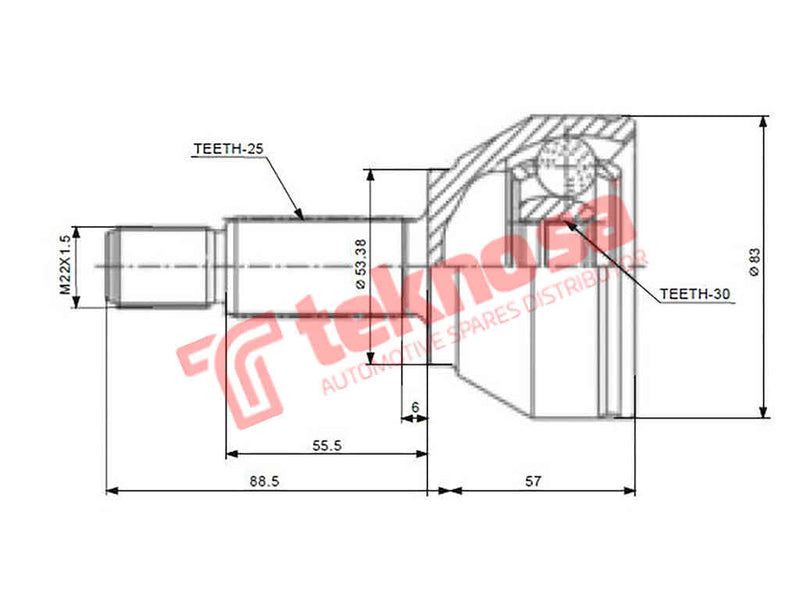 Fd5717 Outer Cv Joint Ford Focus 1.6I Focus 2.9I St170 Zetec Eddb