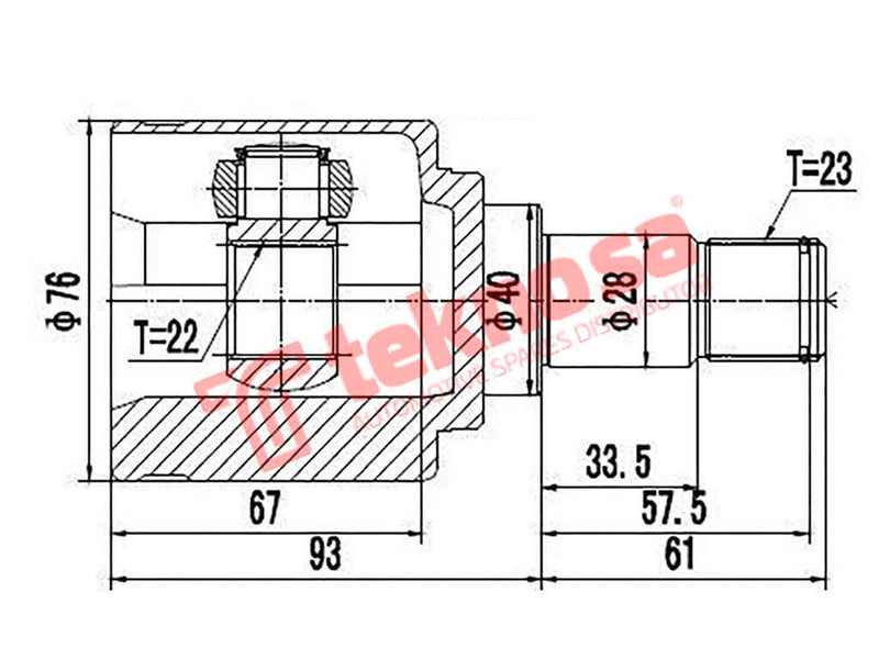 Inner Cv Joint Ford Bantam Ikon Laser Ka Escort Mazda Rustler Fd8