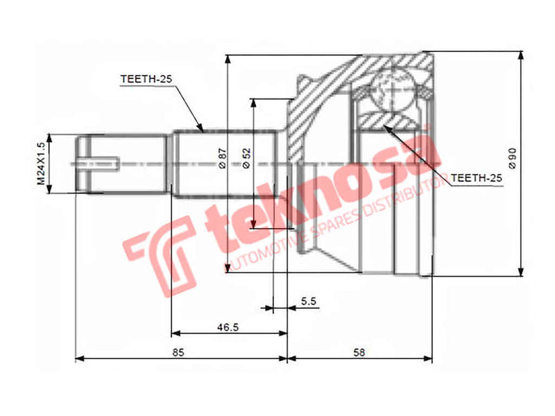 Outer Cv Joint Alfa 145 146 155 Gtv Spider 1996-2005 Fi5915A