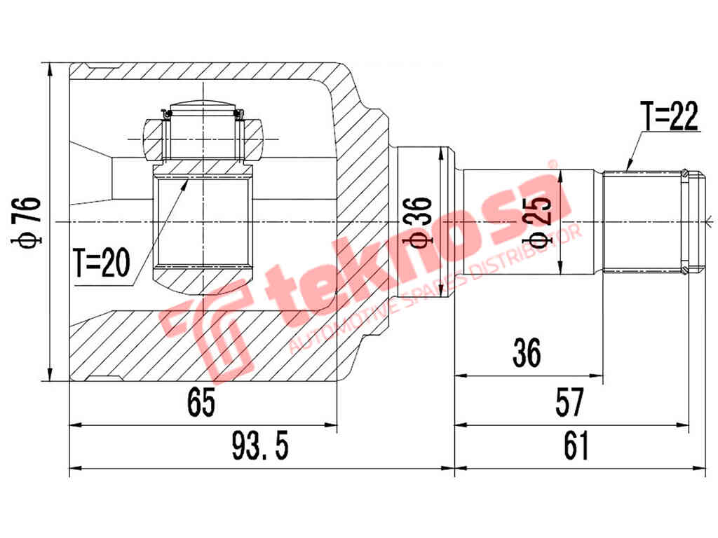 Inner Cv Joint Fiat Punto 1.2 Grande Punto 1.2 2005-2012 Fiat Sti