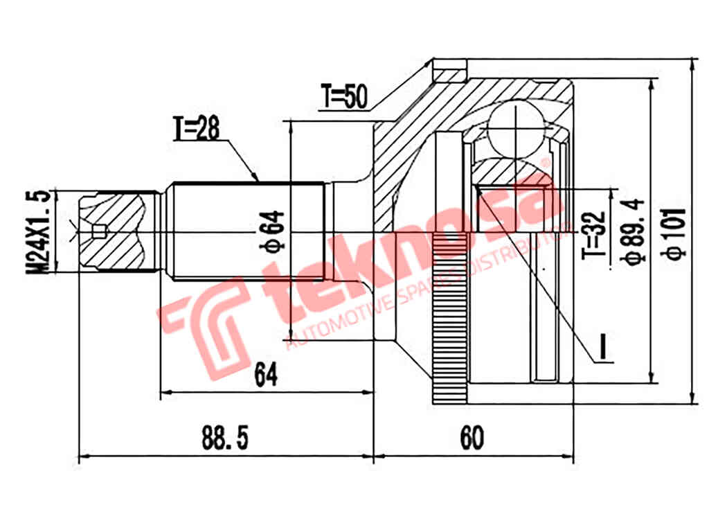 Outer Cv Joint Honda Accord Mk Vi 2,0 Vtec Honda Cr-V 1999- HO3002A