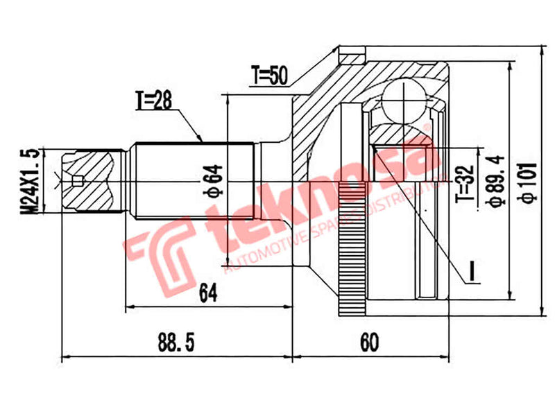 Outer Cv Joint Honda Accord Mk Vi 2,0 Vtec Honda Cr-V 1999- HO3002A