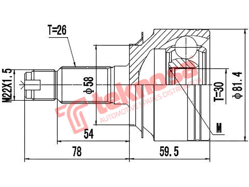 Ho3009 Outer Cv Joint Honda Civic 1.8I V-Tec Sedan / Hatch R18A2