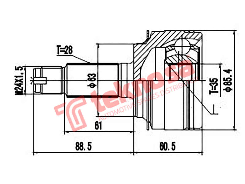Outer Cv Joint Honda Civic Mk Viii 2005-2013 N22A2 HO3014