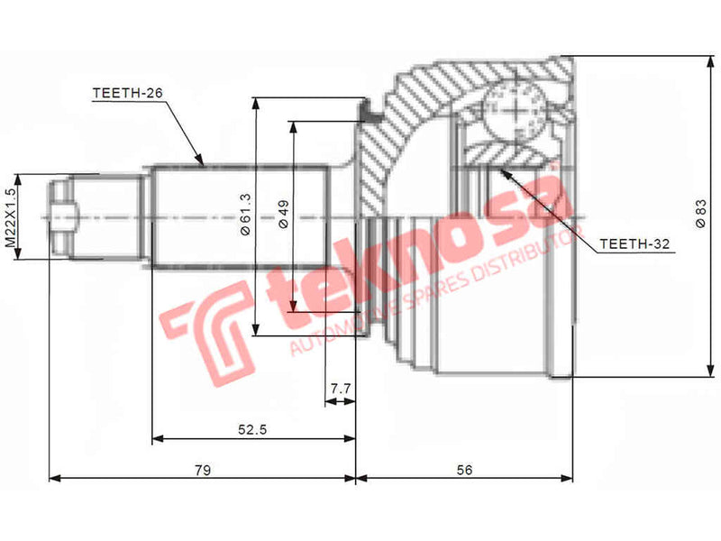 Ho5925 Outer Cv Joint Honda 150I Ew3 160I Dohc Zc1 160I Sohc D16A
