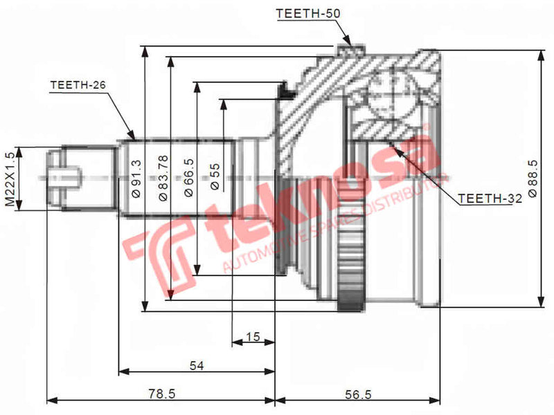 Ho5939A Outer Cv Joint Honda 150I 160I 160E 180E 180I Civic 150I