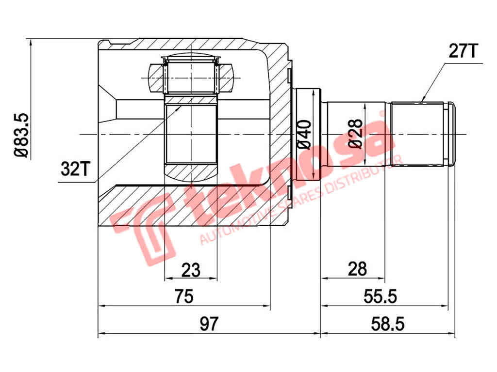 Ho6425 Inner Cv Joint Honda Cr-V 2.0 4X4 B20Z1 1997-2002 Accord M