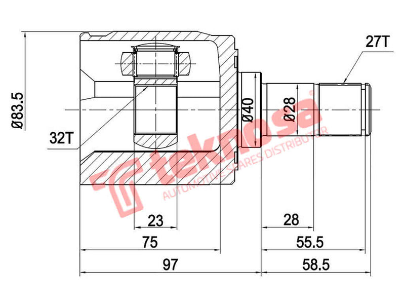 Ho6425 Inner Cv Joint Honda Cr-V 2.0 4X4 B20Z1 1997-2002 Accord M