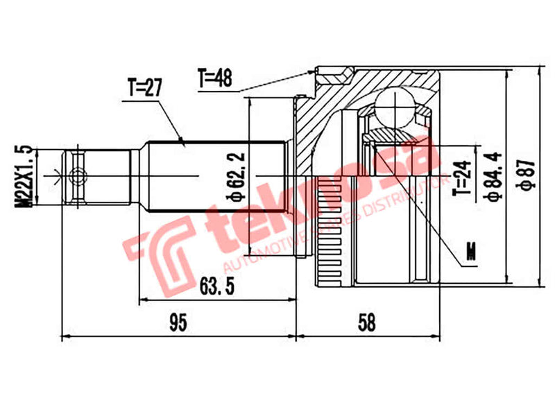 Hy3045A Outer Cv Joint Hyundai Ix35 2.0 4X2 G4Kd 2010- Kia Sporta