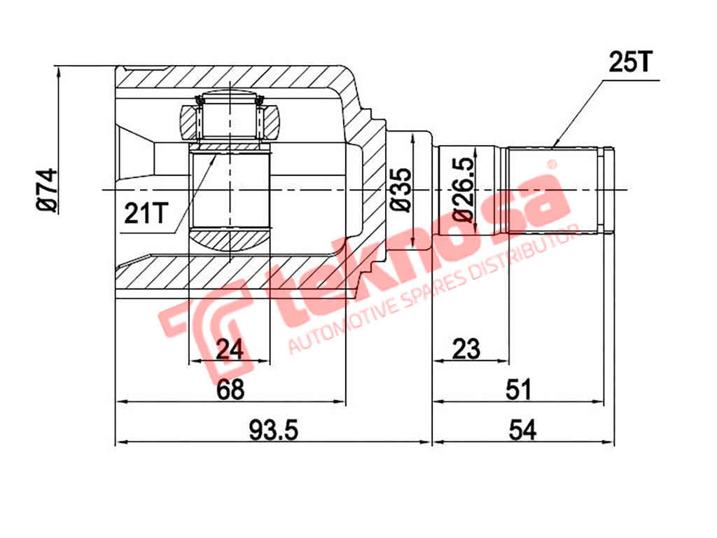 Hy4001 Inner Cv Joint Hyundai Grand I10 G4La Hyundai I10 1.1 1.2