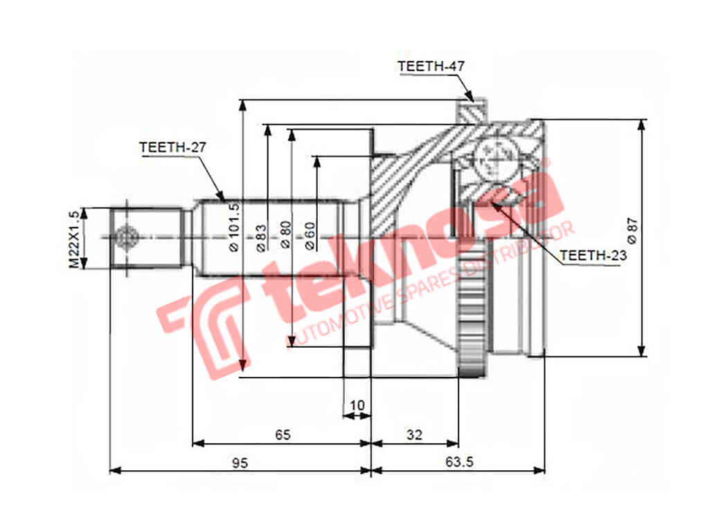 Hy5711A Outer Cv Joint Hyundai Elantra 1.6Gl G4Ed Mk Iii
