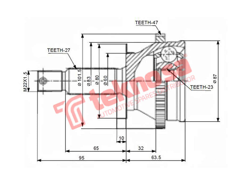 Hy5711A Outer Cv Joint Hyundai Elantra 1.6Gl G4Ed Mk Iii