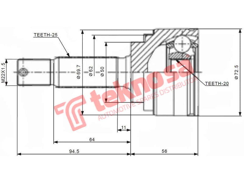 Hy5715 Outer Cv Joint Hyundai Atos 1.1I G4Hg 2005-2013 Atos Prime