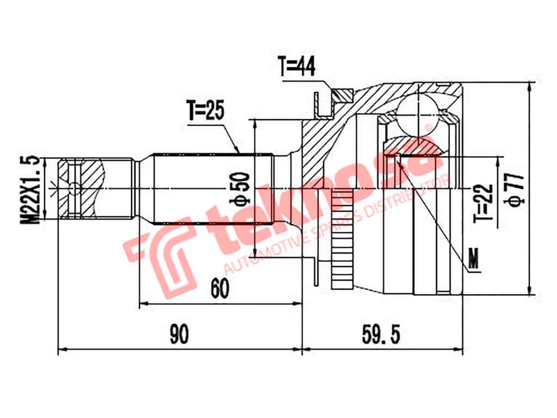 Ka5012A Outer Cv Joint Hyundai Accent Mk1 1.3 1.5 Hyundai Getz 1