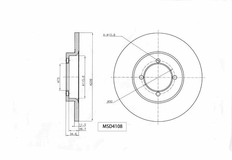 Remskyf Soliede Voor Toyota Corolla 1975 1989 (Enkel)