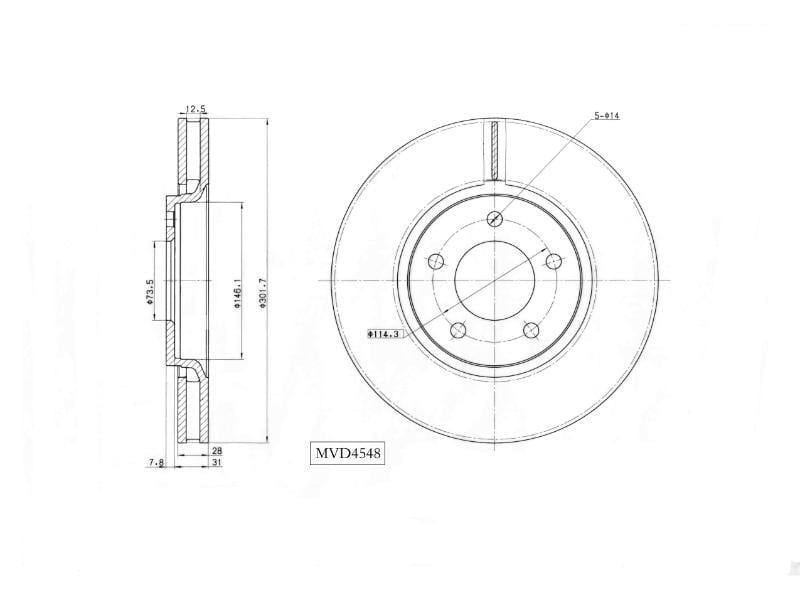 Brake Disc -Vented -Frt Motopart (Mvd4548) - Modern Auto Parts
