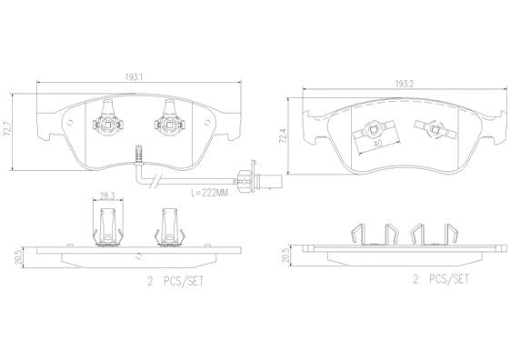 I-Brembo Brake Pads Front Audi A8/Vw Phaeto ( Set Lh&Rh) (P85102)