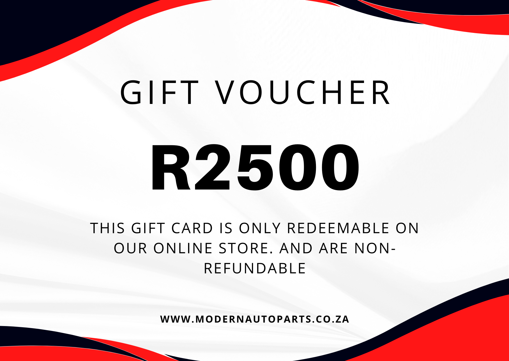 Moderne motoronderdele aanlyn onderdele en toebehore geskenkbewys