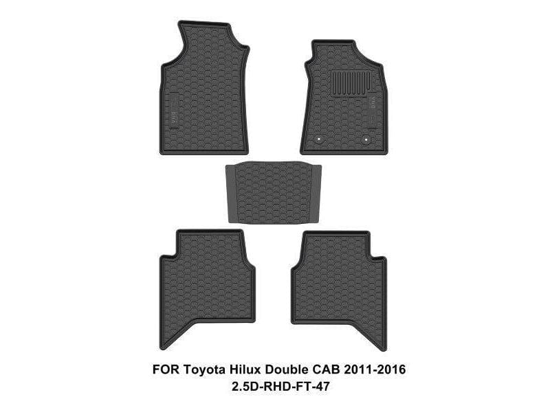 Pasgemaakte DNA Toyota Hilux Dubbelkajuit Handleiding 2011-2016 Swart Rubber Motormatte