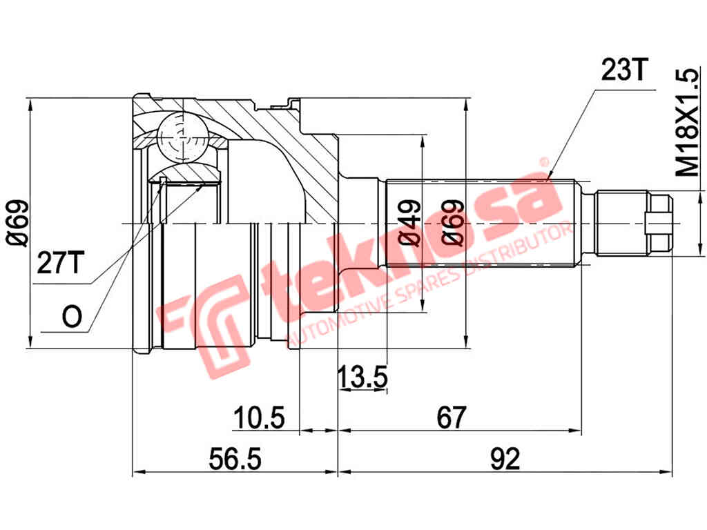 Outer CV Joint Tata Bolt 1.2 2015- Indica 1.4 1998- Indica Vista 2010- Indigo 2005- Partquip