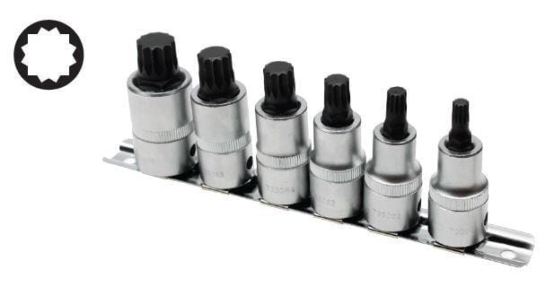 6-delige 1/2-aandrywing spline-boorstel sokstel 55 mm (M6-M16) AMPRO T33237